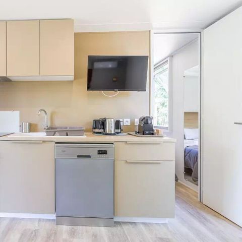 Mobilheim 6 Personen - Ultimate Plus | 3 Zi. | 6 Pers. | Lounge Terrasse | 2 Bäder | Klimaanlage | TV