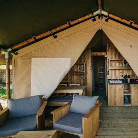 SafariZelt 6 Personen - einschließlich sanitärer Einrichtungen