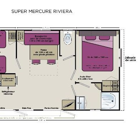 Mobilheim 4 Personen - 2 Zimmer Riviera 27,5m² + Klimaanlage