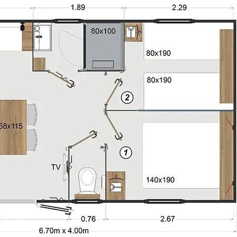 Chalet 4 Personen - Chalet 2 Zimmer - Lescar Chalet D015
