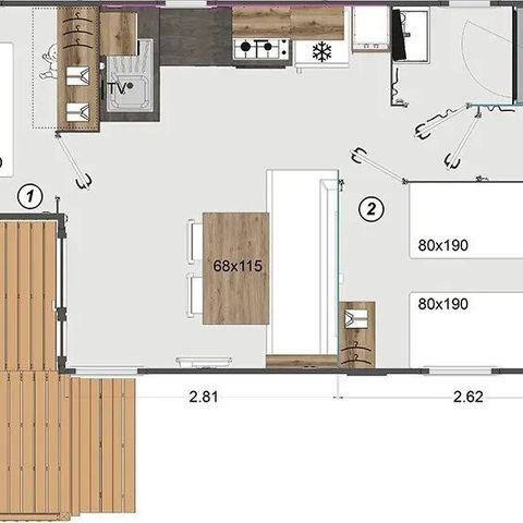 Mobilheim 4 Personen - Mobilheim 2 Zimmer - Lescar MH B030