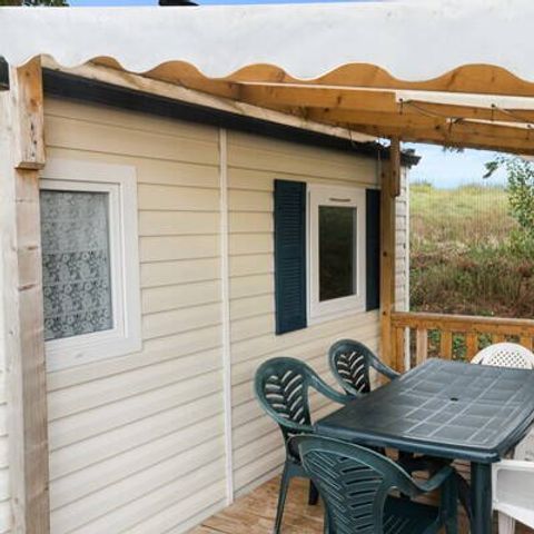 Mobilheim 5 Personen - Comfort | 3 Zimmer | Kapazität 5 Personen | Höher gelegene Terrasse| 1 Badezimmer | Klimaanlage