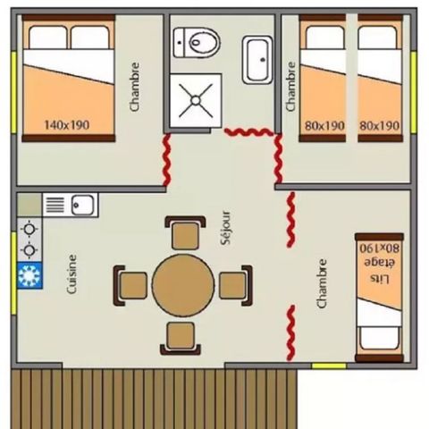 SafariZelt 6 Personen - Zelt Lodge Olivier 2 Schlafz. 6 Pers.