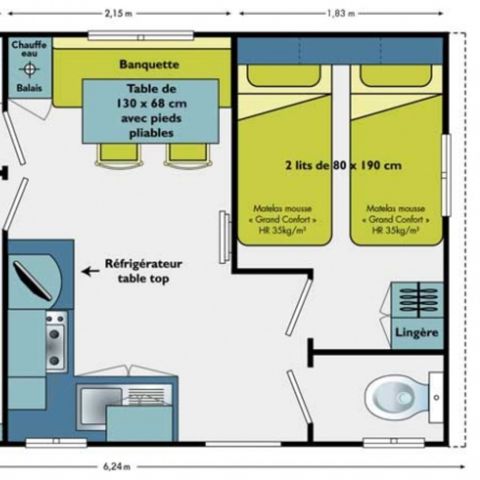 Mobilheim 4 personen - Fréjus – Vénus – Komfort - Klimatisiert - 2 Schlafzimmer