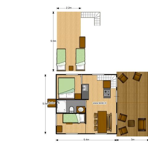 Safarizelt 6 Personen - einschließlich sanitärer Einrichtungen