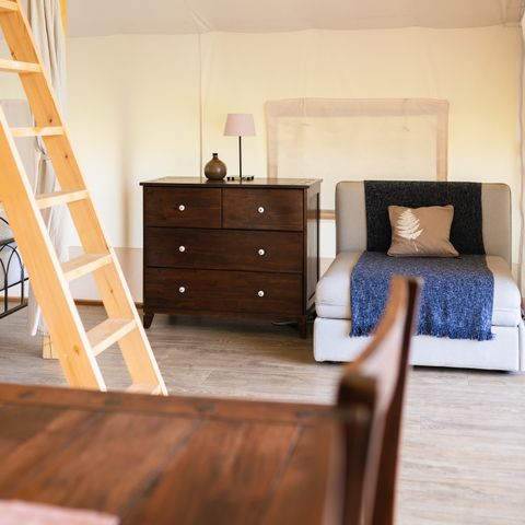 Safarizelt 5 Personen - Glamping mit Badezimmer, Amber 40 m2