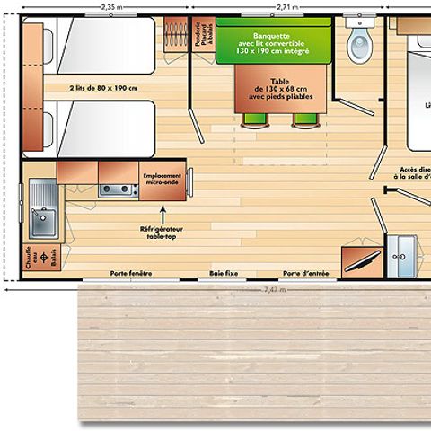 Mobilheim 5 Personen - Mobilheim "Super Mercure Riviera" - 29m² - 2 Schlafzimmer -.