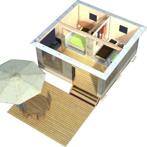 Zelt 5 Personen - Ausgestattetes Zelt - 2 Zimmer