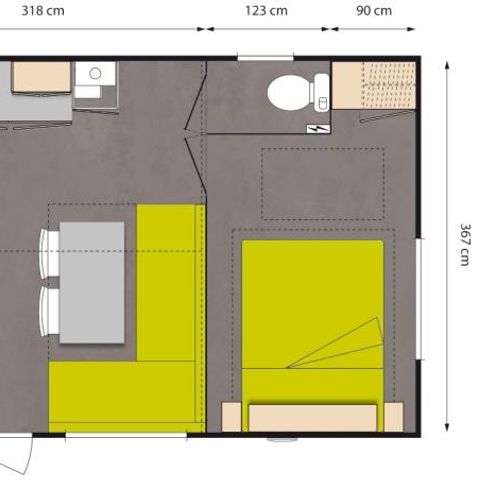 Mobilheim 6 Personen - Premium Verveine - 2 Schlafzimmer + Terrasse 11.25 m²