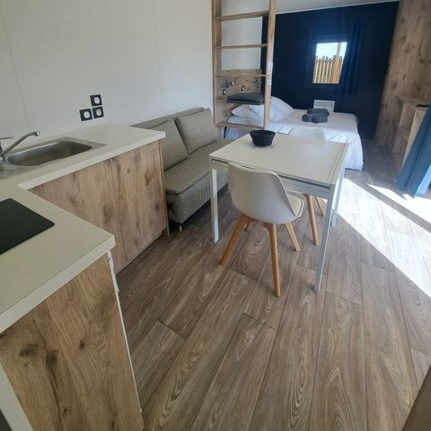 Mobilheim 2 Personen - Mobil Studio mit SPA - 1 Schlafzimmer - überdachte Terrasse