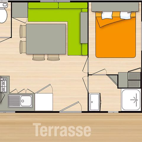 Mobilheim 8 personen - Komfort 4 Zimmer 6/8 Personen Klimatisiert + TV