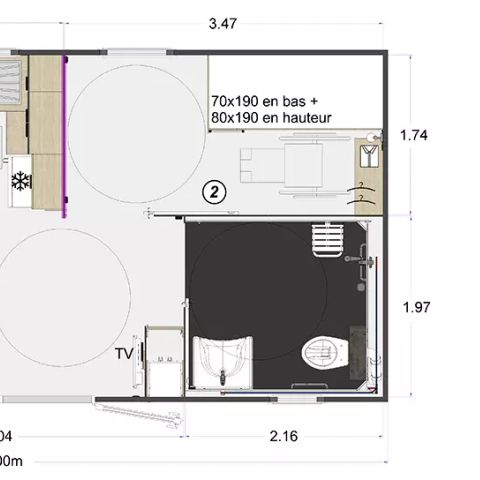 Mobilheim 6 Personen - PMR 3 Zimmer 4/6 Personen