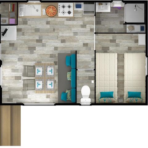 Mobilheim 5 Personen - Cottage Meerblick (2 Zimmer)