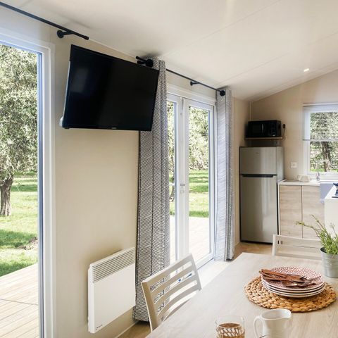 Mobilheim 6 Personen - Mobilheim | Premium | 3 Schlafz. | 6 Pers. | Terrasse Lounge | Klimaanlage | TV