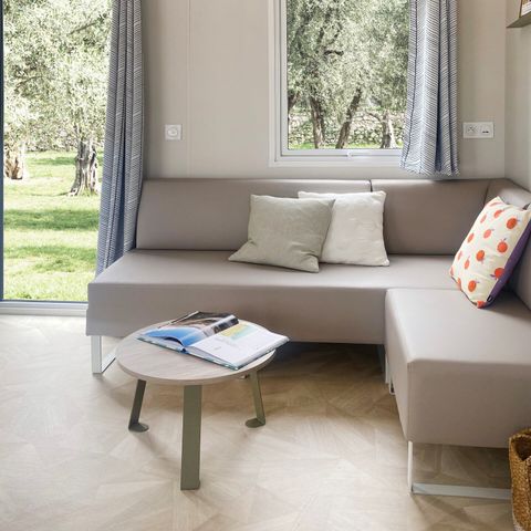 Mobilheim 6 Personen - Premium | 3 Schlafz. | 6 Pers. | Terrasse Lounge | Klimaanlage | TV