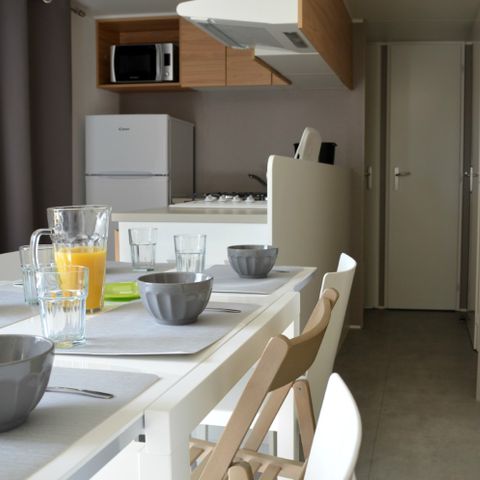 Mobilheim 6 Personen - Premium-Ferienhaus – 3 Schlafzimmer – 2 Badezimmer – Bettwäsche, Handtücher, Plancha und Reinigungsgebühr im Preis inbegriffen