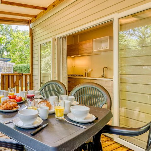 Mobilheim 6 Personen - Comfort | 3 Zi. | 6 Pers. | Erhöhte Terrasse