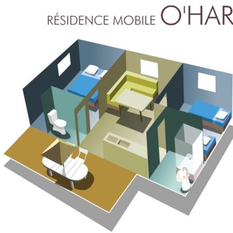 Mobilheim 5 Personen - 2 Zimmer klimatisiert (29 m²) - n°51 bis 63B