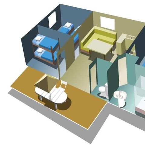 Mobilheim 6 Personen - 3 Zimmer (33 m²) Nr. 3 bis 5