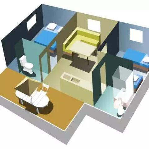 Mobilheim 6 Personen - Mobilheim 2 Zimmer mit Klimaanlage Sonntag/Sonntag (29 m²) - n°51 bis 63B 6 Personen
