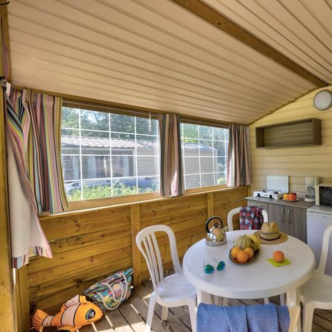 Bungalowzelt 5 Personen - Cabane Nature 2ch-ohne Sanitäranlagen-überdachte Terrasse-19m²-ohne TV