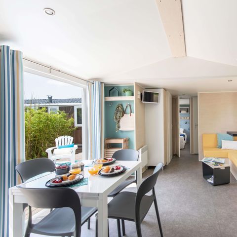 Mobilheim 8 Personen - Family 4ch-CLIM-überdachte XXL-Terrasse-TV-LV-Plancha-38m²| PREMIUM