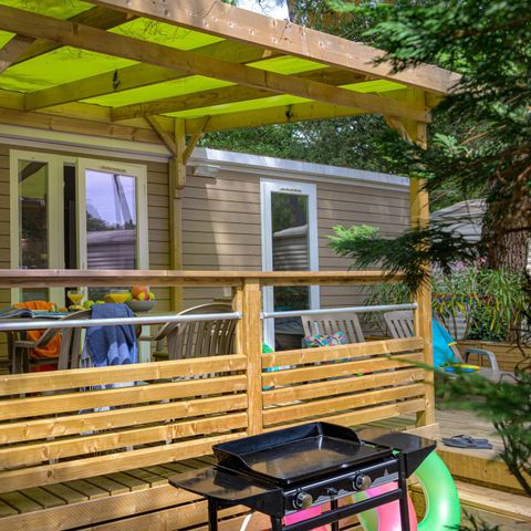 Mobilheim 5 Personen - Premium PLUS 2ch-CLIM- 2 SDB-TV-LV-Plancha-überdachte Terrasse-33m² | PREMIUM
