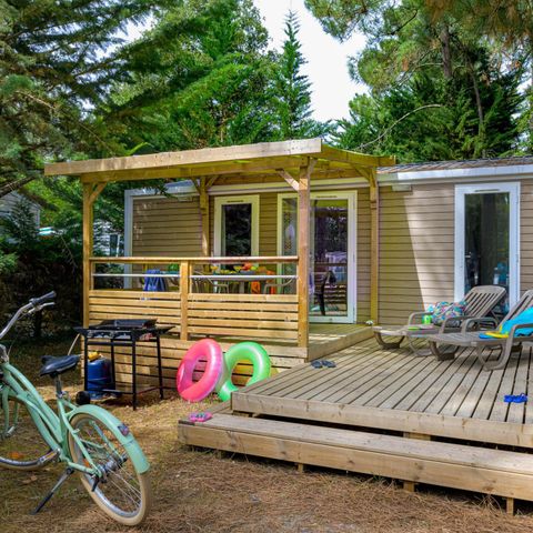 Mobilheim 5 personen - Premium PLUS 2ch-CLIM- 2 SDB-TV-LV-Plancha-überdachte Terrasse-33m² | PREMIUM
