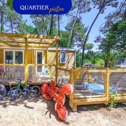 Mobilheim 5 personen - Family 2ch-CLIM-überdachte XXL-Terrasse-TV-LV-Plancha-28m² | PREMIUM
