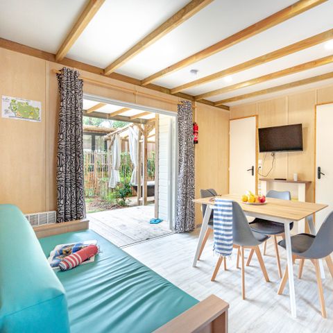 Chalet 7 Personen - Garden 3ch- CLIM-Badewanne-TV-LV-Plancha-Fußboden-überdachte Terrasse-32m² | PREMIUM