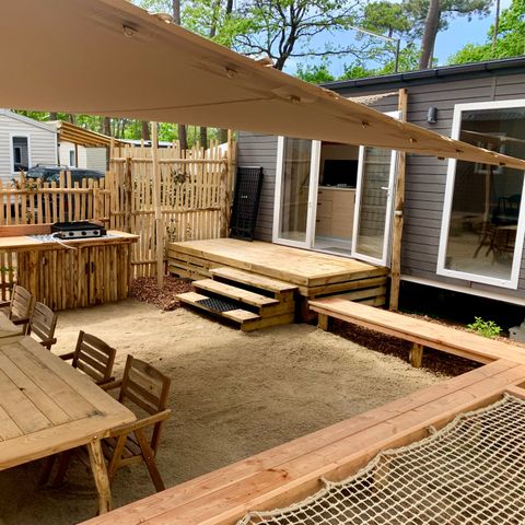 Mobilheim 10 Personen - Tribu 5ch -CLIM-2 sdb-TV-LV-Plancha-überdachte Terrasse-56m² | PREMIUM