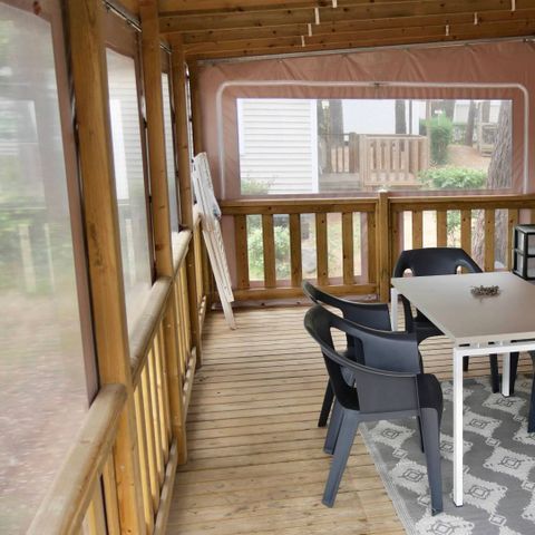 Mobilheim 5 Personen - Life 2ch PMR- CLIM -TV-LV-plancha-32m²-überdachte Terrasse | PREMIUM