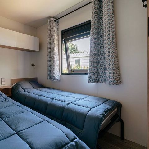Bungalow 6 personen - Mobilheim | Premium | 3 Zi. | 6 Pers. | Erhöhte Terrasse | Klima.