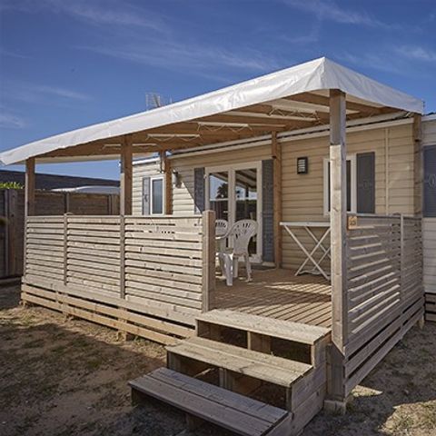 Mobilheim 6 personen - Premium | 3 Zi. | 6 Pers. | Erhöhte Terrasse | 2 Bäder | Klim.