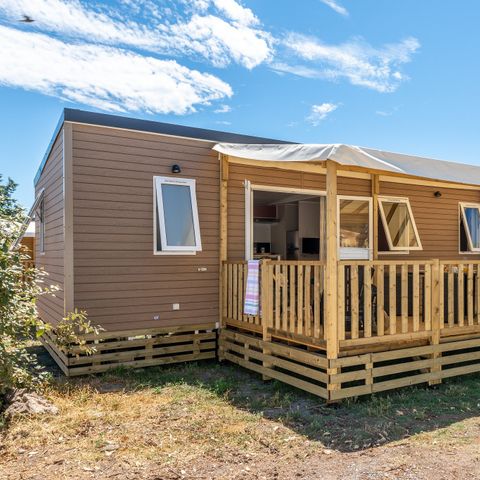 Mobilheim 6 personen - Premium | 3 Zi. | 6 Pers. | Erhöhte Terrasse | 2 Bäder | Klim.