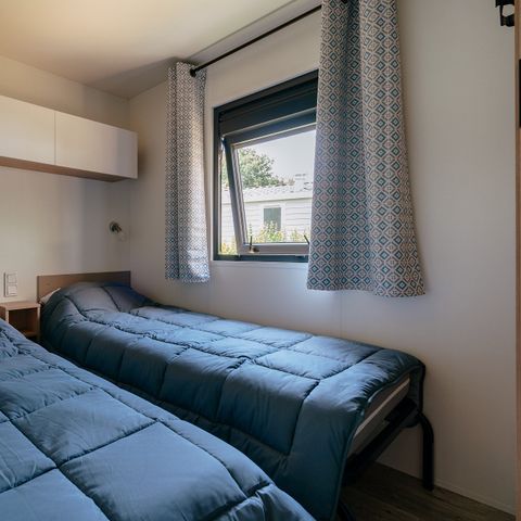Mobilheim 6 personen - Premium | 3 Zi. | 6 Pers. | Erhöhte Terrasse | 2 Bäder | Klim.