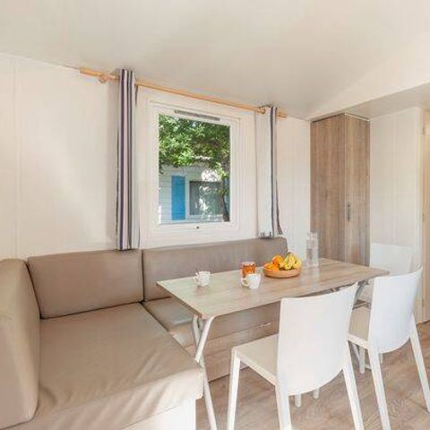 Mobilheim 6 Personen - Comfort | 3 Zi. | 6 Pers. | Erhöhte Terrasse | 1 Bad | Klimaanlage