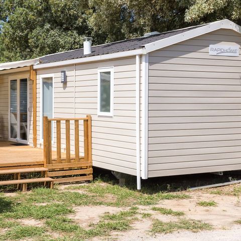 Mobilheim 6 Personen - Comfort | 3 Zi. | 6 Pers. | Erhöhte Terrasse | 1 Bad | Klimaanlage