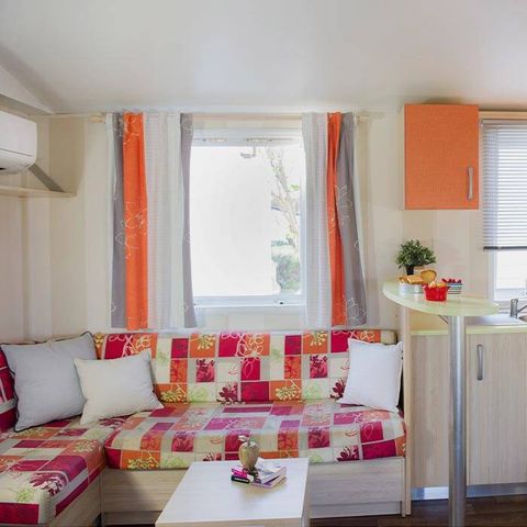 Mobilheim 6 Personen - Classic | 3 Schlafz. | 6 Pers. | Erhöhte Terrasse | 1 Bad | Klimaanlage