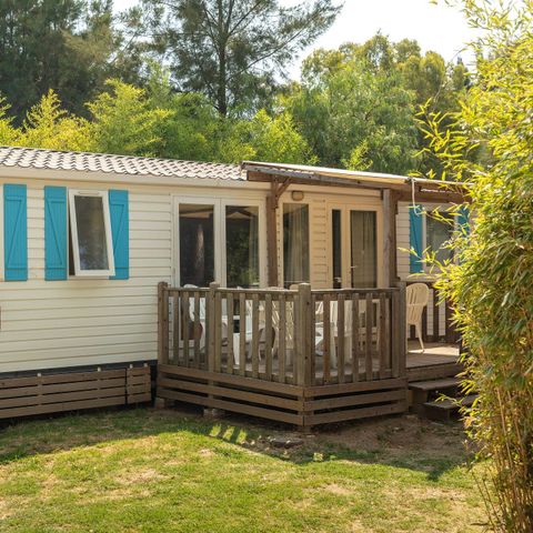 Mobilheim 6 Personen - Classic | 3 Schlafz. | 6 Pers. | Erhöhte Terrasse | 1 Bad | Klimaanlage