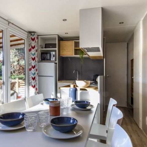 Mobilheim 7 personen - PREMIUM - 3 Schlafzimmer mit Klimaanlage +TV+ Gas Plancha + 2 Bäder