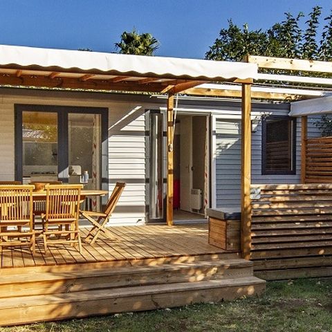 Mobilheim 7 personen - PREMIUM - 3 Schlafzimmer mit Klimaanlage +TV+ Gas Plancha + 2 Bäder