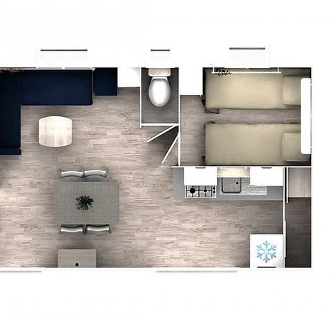 Mobilheim 5 personen - CONFORT - 2 Schlafzimmer mit Klimaanlage + TV