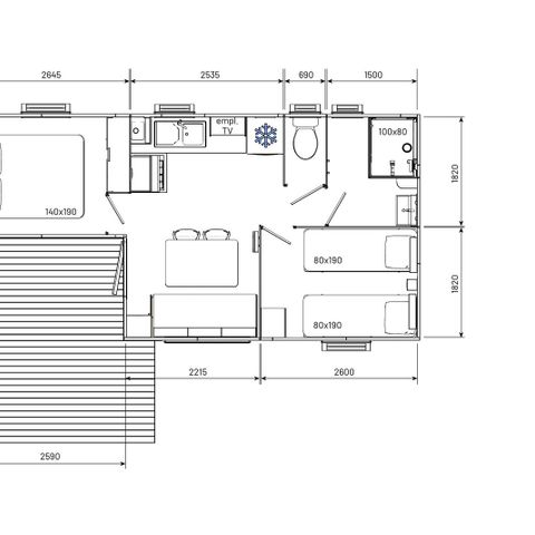 Mobilheim 4 personen - ECO CLASSIQUE - 2 Schlafzimmer mit Klimaanlage