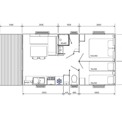 Mobilheim 4 personen - ECO CLASSIQUE - 2 Schlafzimmer mit Klimaanlage