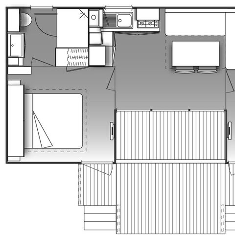 Mobilheim 4 Personen - Premium Dune 4 Personen - 2 Schlafzimmer, klimatisiert, Fernseher