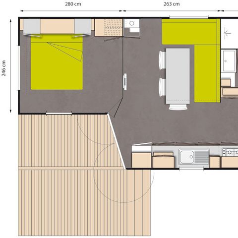 Mobilheim 6 Personen - Grand confort Tamaris 6 Personen - 3 Schlafzimmer, klimatisiert, Fernseher