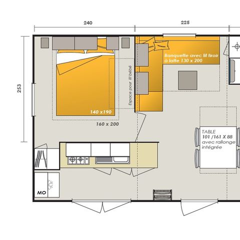 Mobilheim 6 Personen - Premium Dune 6 Personen - 3Schlafzimmer, klimatisiert, Fernseher