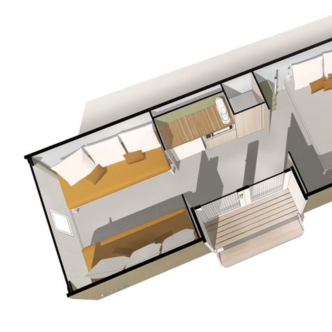Bungalowzelt 4 Personen - COCO SWEET 4 Personen - 2 Schlafzimmer, ohne Sanitäranlagen, nicht klimatisiert