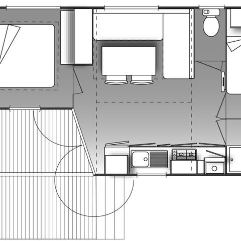 Mobilheim 4 Personen - MH Confort Mistral 4 Personen - 2 Schlafzimmer, Klimaanlage und Fernseher